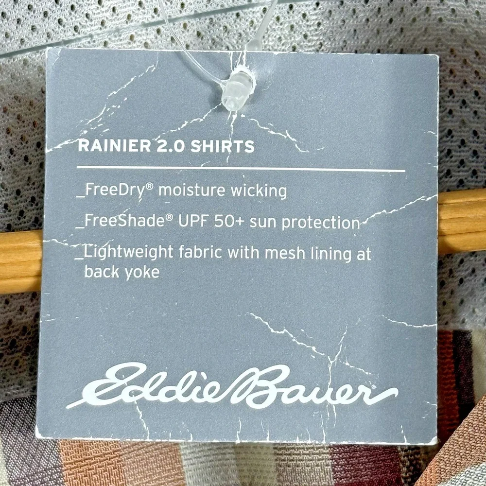 Eddie Bauer Rainier 2.0 Shirt Men's‎ XL Orange Plaid Short Sleeve Outdoor